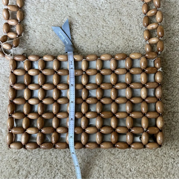 Vintage Small Tan Wooden Bead Japanese Purse - Made In Japan - GUC* (read) - Picture 4 of 11